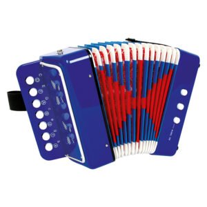 Zijkant van Small Foot accordeon blauw met toonknoppen