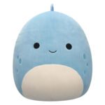 Vooraanzicht van blauwe Squishmallow dino met ronde buik Squishmallows Knuffel Pluche - John-John de Blauwe Dino, 40cm