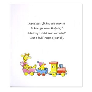 Illustratie uit kinderboek Bobbi waarin Bobbi hoort dat hij een broertje of zusje krijgt