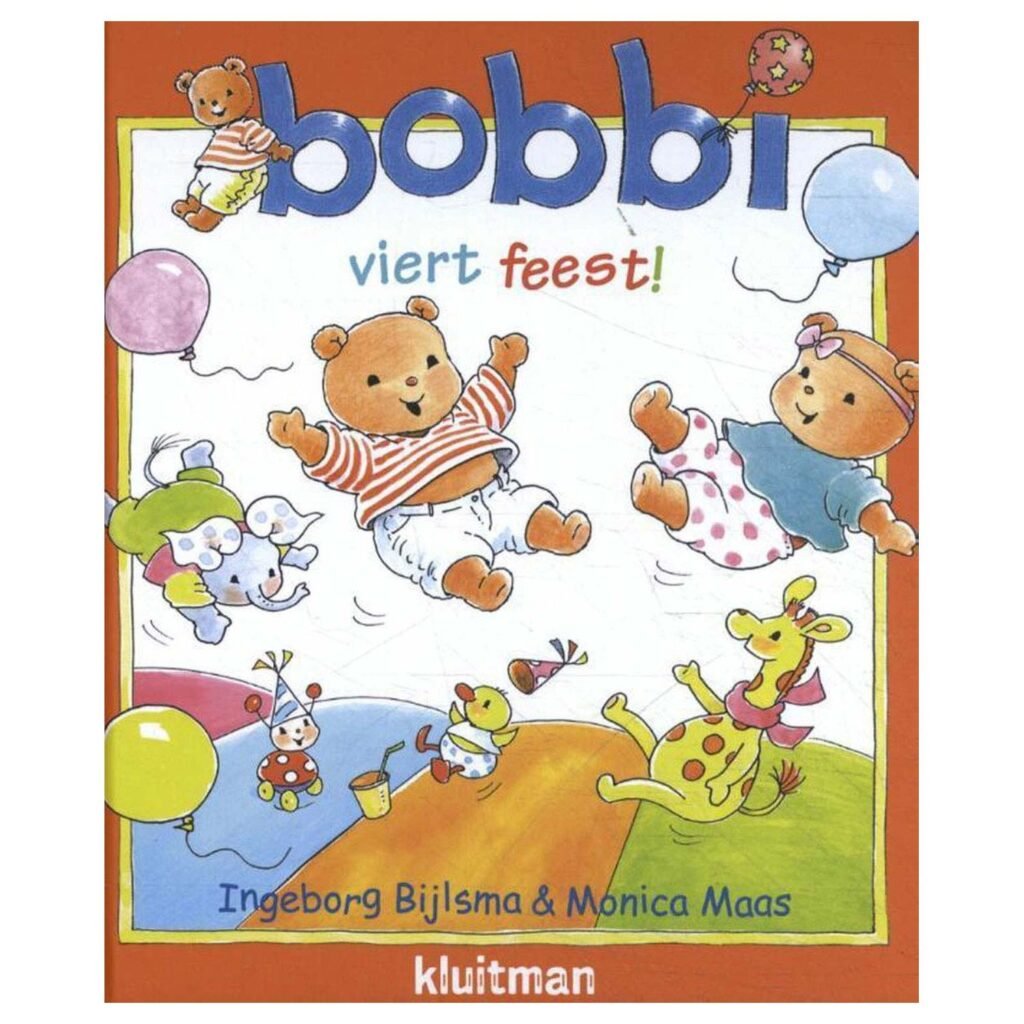 Kinderboek Bobbi viert feest met vrolijke dieren en ballonnen op de cover Bobbi Viert Feest