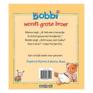 Achterkant van het boek Bobbi wordt grote broer met korte samenvatting