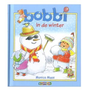 Voorkant van het kinderboek Bobbi in de winter met sneeuwpop en Bobbi in winterkleren Bobbi in de Winter