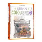 Kleurboek Urban Colouring 2 met illustratie van stadswinkel met groenten en fruit Urban Colouring 2 Kleurboek