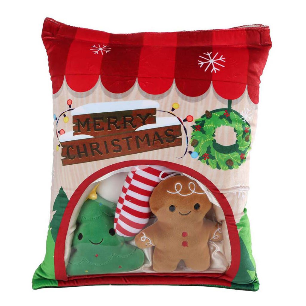 Verpakking met pluche kerstfiguren en Merry Christmas ontwerp van Take Me Home Fluffy Menu Pluche Christmas Treats, 32cm