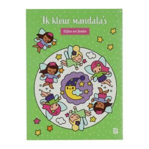 Voorkant van kleurboek 'Ik kleur mandala's – Elfen en feeën' met vrolijke illustraties Mandala's Kleuren Elfen en Feeen Kleurboek