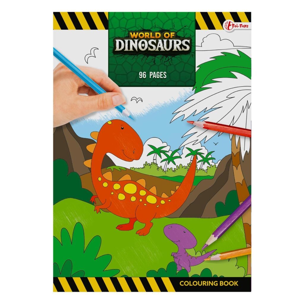 Kleurboek voor kinderen met schattige dinosaurussen en 96 pagina’s tekenplezier World of Dinosaurs Super Kleurboek