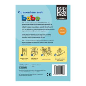 Achterkant van luisterkaart 'Op avontuur met Bobo' met uitleg en QR-code voor Besties app