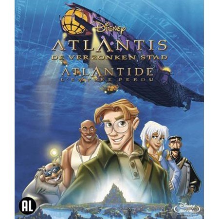 Blu-ray cover van Disney animatiefilm Atlantis - De Verzonken Stad met onderwater illustratie