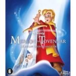Blu-ray cover van Disney animatiefilm Merlijn de Tovenaar met Arthur en zwaard afgebeeld