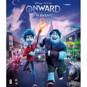 Cover van Disney Pixar Onward met de broers Ian en Barley op avontuur