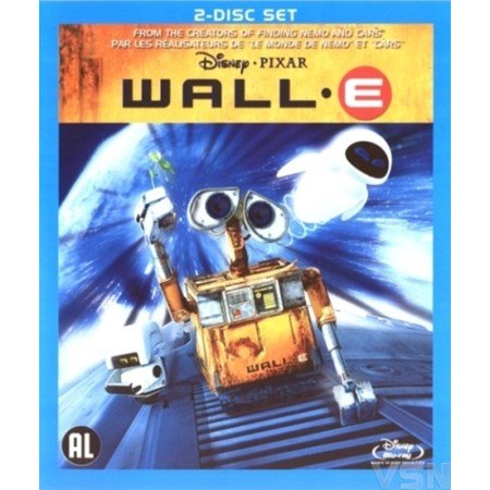 Blu-ray cover van animatiefilm Disney/Pixar's Wall-E met robot in de ruimte