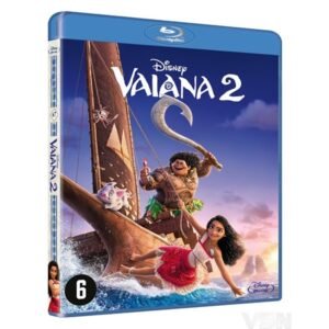 Blu-ray hoes van Disney Vaiana 2 met Vaiana, Maui en Pua op een zeilboot op zee