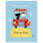 Voorkant van 'Het grote Pim en Pom voorleesboek' van Fiep Westendorp met illustratie van katten in rode auto Het grote Pim en Pom voorleesboek