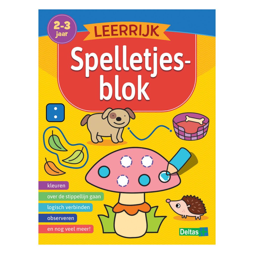 Leerrijk spelletjesblok voor peuters van 2-3 jaar met educatieve opdrachten en kleurrijke illustraties Leerrijk spelletjesblok 2-3 jaar