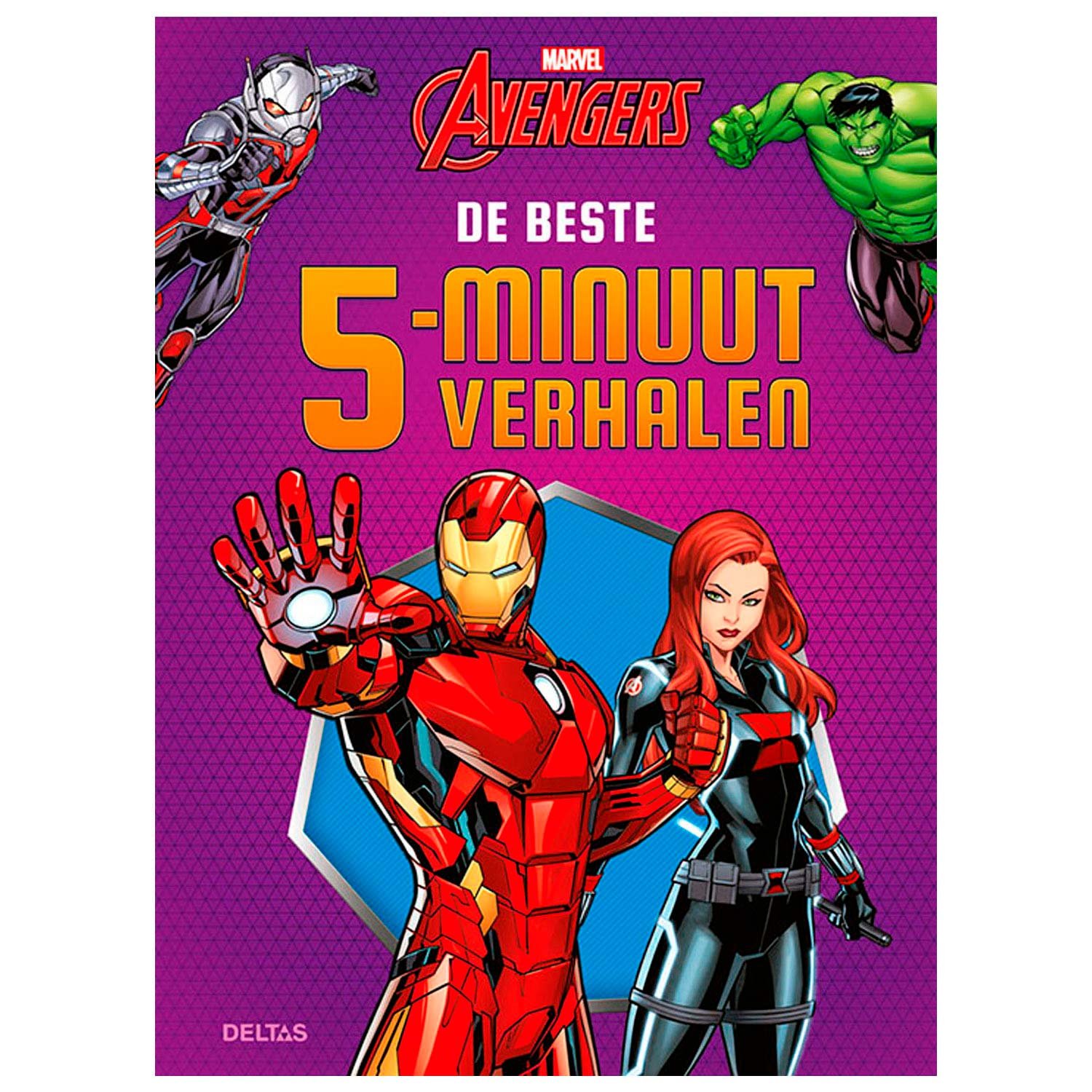 deltas-marvel-avengers-5-minuut-verhalen-boekcover Boekcover van Marvel Avengers 'De beste 5-minuut verhalen' met Iron Man, Black Widow, Ant-Man en Hulk Avengers De Beste 5-Minuutverhalen