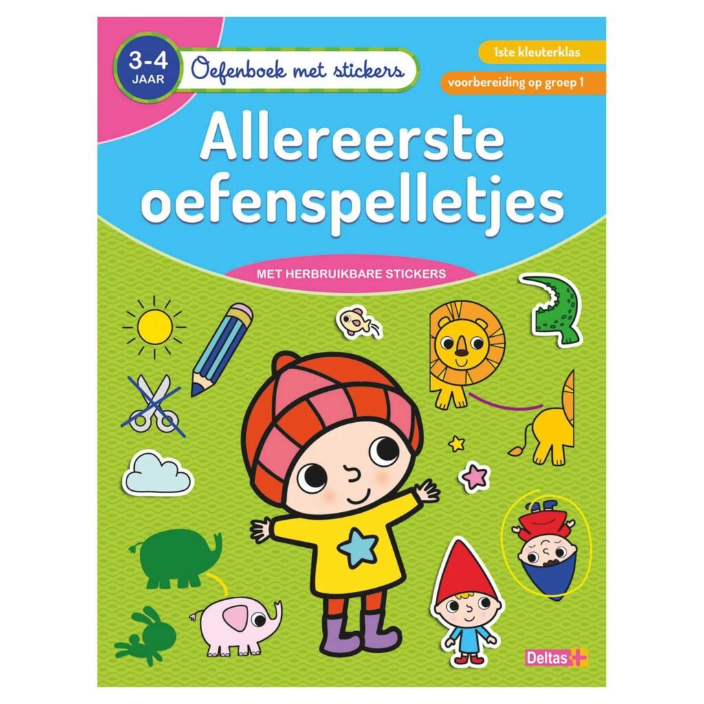 Oefenboek met stickers voor kleuters van 3-4 jaar - Allereerste oefenspelletjes met kleurrijke illustraties en herbruikbare stickers Oefenboek met Stickers - Allereerste Oefenspelletjes (3-4jr)