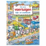 Voorkant van een kinder zoekboek over voertuigen met kleurrijke illustraties van verkeer en transport Mijn grote voertuigen kijk- en zoekboek