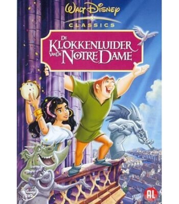 DVD cover van Disney's animatiefilm De Klokkenluider Van De Notre Dame met Quasimodo afgebeeld
