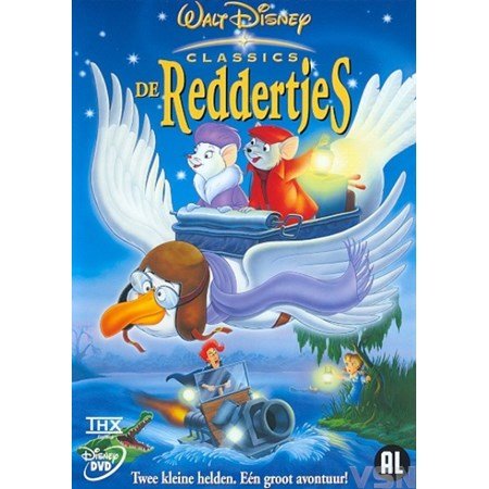 Kleurrijke DVD cover van Disney animatiefilm De Reddertjes met albatros en muizen