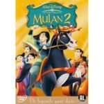 Afbeelding DVD cover van Disney animatiefilm Mulan 2 met Indiaantjes op gele achtergrond