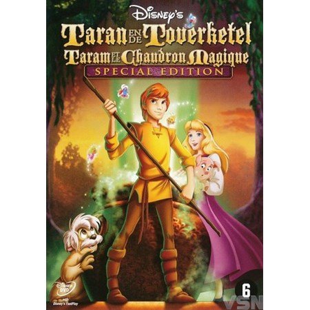 DVD cover van Disney's animatiefilm Taran en de Toverketel met kleurrijke illustratie