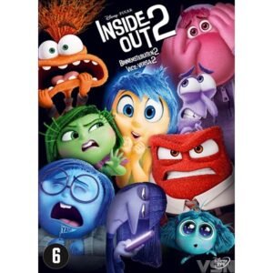 Voorzijde van Inside Out 2 DVD met alle hoofdpersonages en emoties in beeld