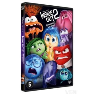 DVD-hoes van Inside Out 2 met kleurrijke emoties uit de Pixar animatiefilm