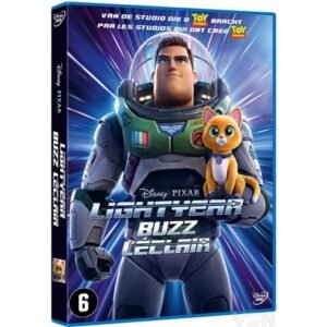 DVD-hoes van Disney Pixar's Lightyear met Buzz Lightyear en robotkat Sox