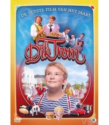 Afbeelding van kleurrijke DVD cover van jeugdfilm Dik Trom
