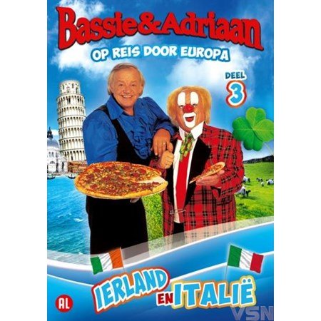 DVD Cover serie Bassie & Adriaan Op Reis Door Europa 3 Ierland en Italië