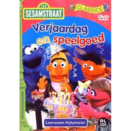 DVD cover Sesamstraat - Verjaardag En Speelgoed met Bert en Ernie en verjaardagstaart