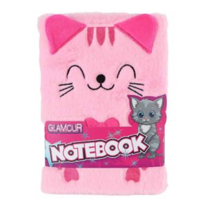 roze kattennotitieboek met pluche hoes en glamour verpakking Glamour Fluffy Kat Notitieboek A5 Roze