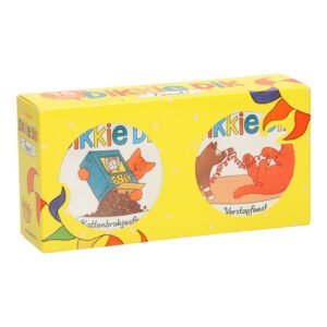 Voorkant van Dikkie Dik Feest box met zichtbare boekjes Kattenbrokjesfeest en Verstopfeest