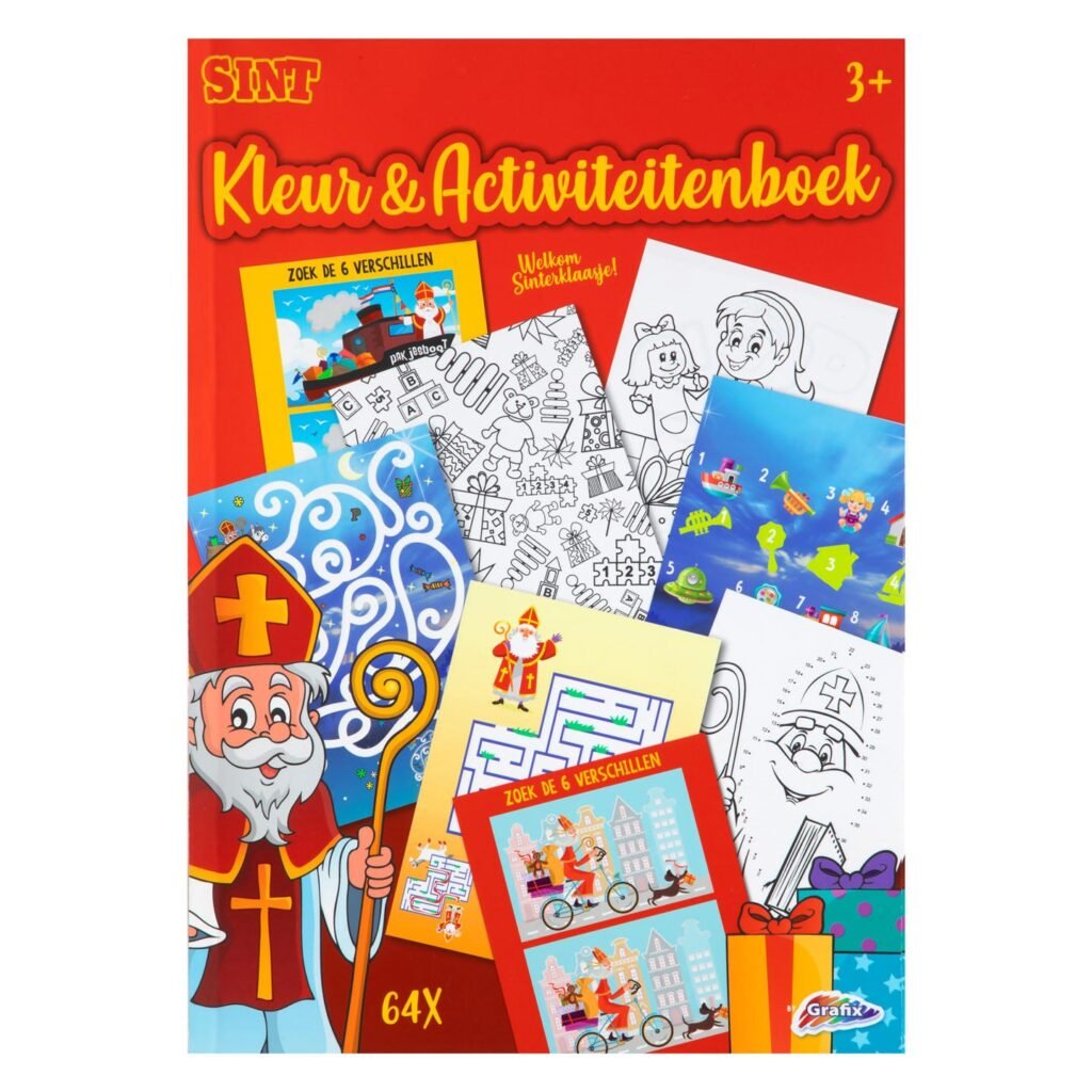 Kleurboek Sinterklaas met puzzels, doolhoven en tekenopdrachten voor peuters Sinterklaas Kleur- en Activiteitenboek A4