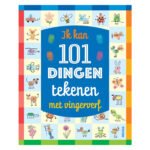 Omslag voorkant van Ik Kan 101 Dingen Tekenen met Vingerverf Hobbyboek over tekenen met vingerverf en vrolijke illustraties