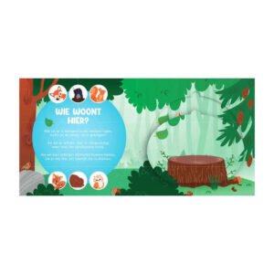 Interactief kinderboek met bosdieren en boomstronk flap - Wie woont hier?