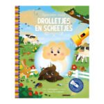 Omslag van kinderboek Speuren naar drolletjes en scheetjes met dieren Speuren Naar Drolletjes En Scheetjes Zoekboek met Kartonnen Zaklamp