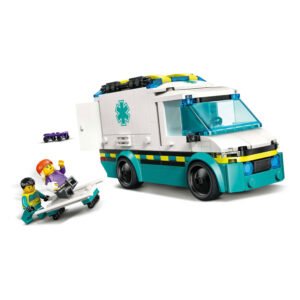 LEGO ambulance met brancard en minifiguren in actie uit set 60451