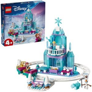 LEGO Disney 43281 Elsa's IJskasteel en Sneeuwrit met verpakking en sneeuwbaan