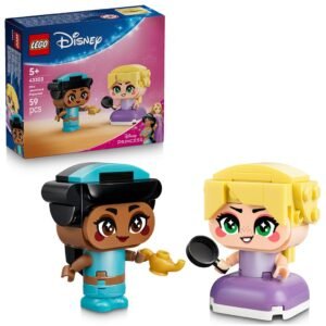 LEGO Disney 43303 Mini Jasmine en Rapunzel met doos en de figuren van Jasmine en Rapunzel