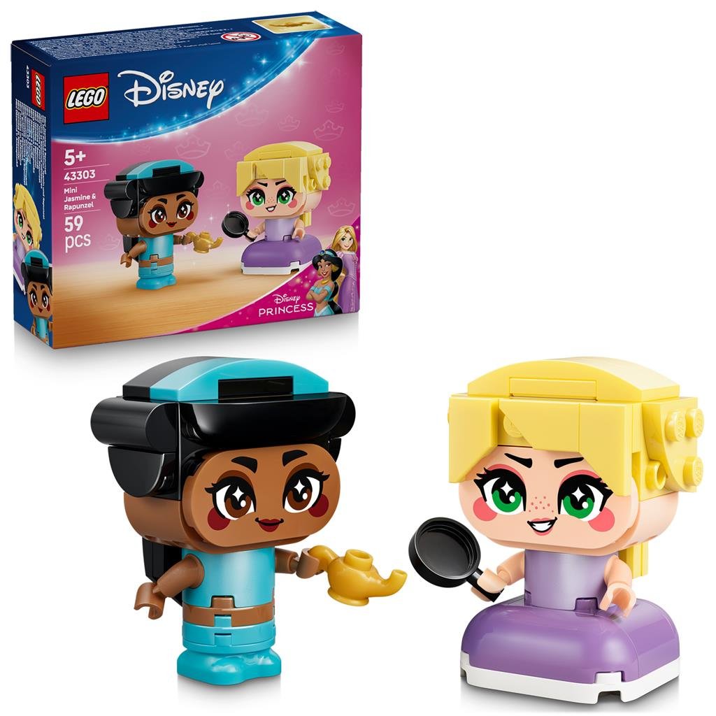 LEGO Disney 43303 Mini Jasmine en Rapunzel met doos en de figuren van Jasmine en Rapunzel
