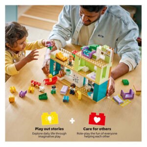 Ouder en kind ontdekken het LEGO DUPLO 3-in-1 Modern Woonhuis samen