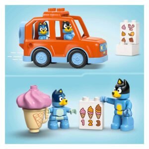 LEGO DUPLO Bluey figuren in speelgoedauto met ijsblok