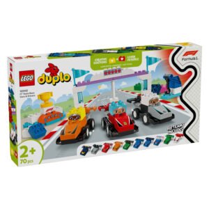 Verpakking voorkant van LEGO DUPLO 10445 F1 Team Race met raceauto’s