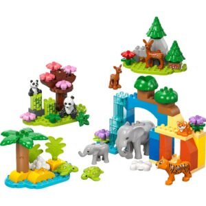 LEGO DUPLO set met drie opstellingen van wilde dieren en natuur elementen
