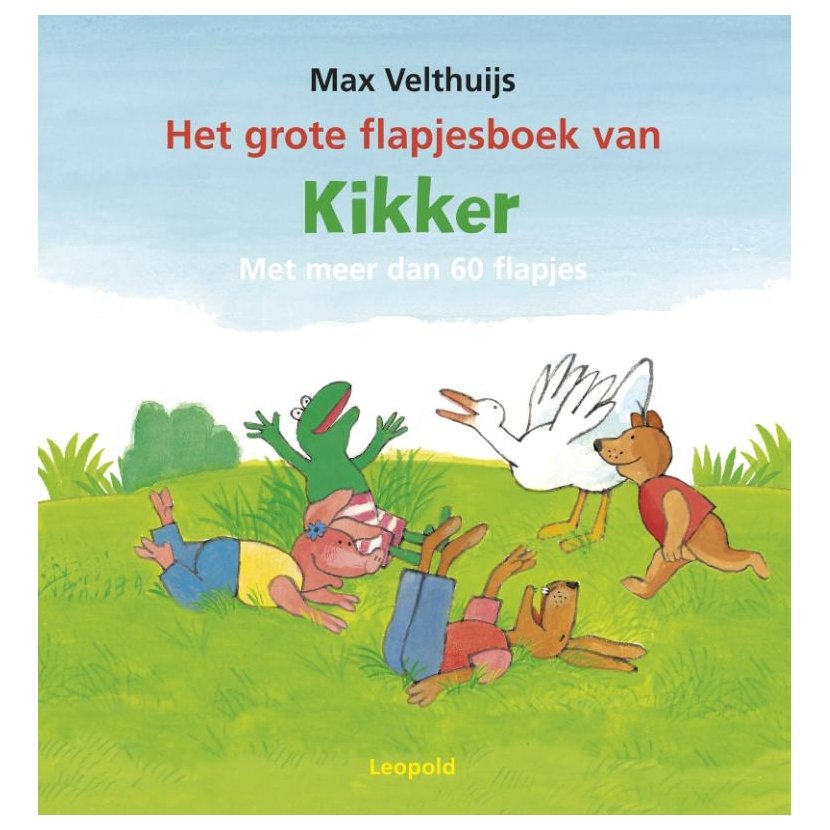 Voorzijde van Het grote flapjesboek van Kikker en Zijn Vriendjes met vrolijke dieren op het gras