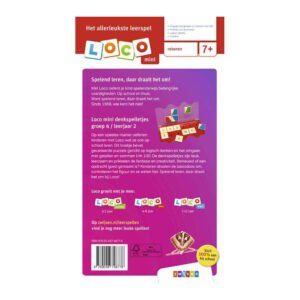 Achterkant van Loco mini denkspeletjes groep 4 voor kinderen van 7 jaar, educatief rekenspel.
