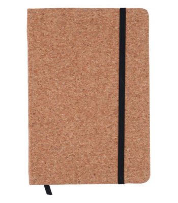 Notitieboek met kurken kaft en zwarte elastiek sluiting Craft Notitieboek A5 met Elastiek