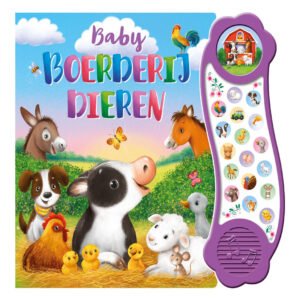 Voorkant van het interactieve babyboek "Boerderijdieren" met geluiden en vrolijke dierenillustraties Geluidenboek Baby Boerderijdieren