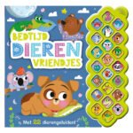 Voorkant van Bedtijd Dierenvriendjes kinderboek met 22 geluidknoppen Geluidenboek Bedtijd Dierenvriendje